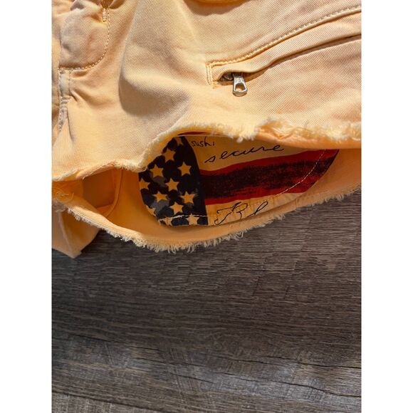Rockstar Sushi Distressed Cutoff Shorts Size 26 Peach Zip Pocket Denim - Picture 4 of 7